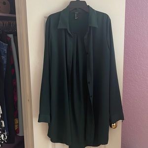 Forever 21 Hunter green long sleeve blouse/dress